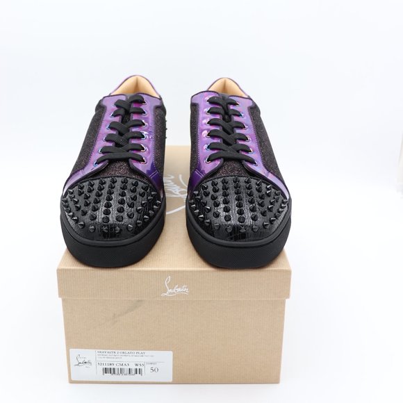 NIB Christian Louboutin Seavaste 2 Orlato Flat Glitter Iridescent Sneakers - Picture 2 of 8